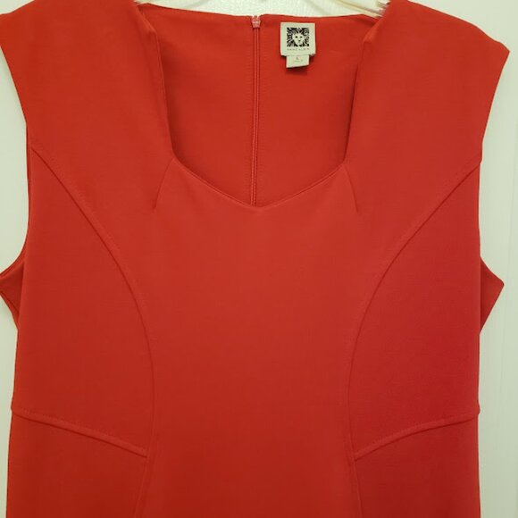 Red Sweetheart Neckline Fitted Anne Klein Knee length Dress size Large - Picture 3 of 10